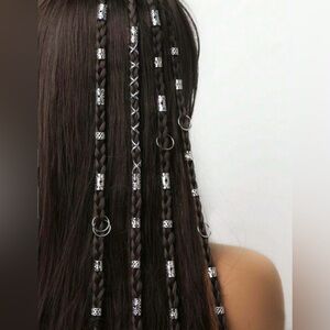 43pcs Silver Hair Rings Accessory Set